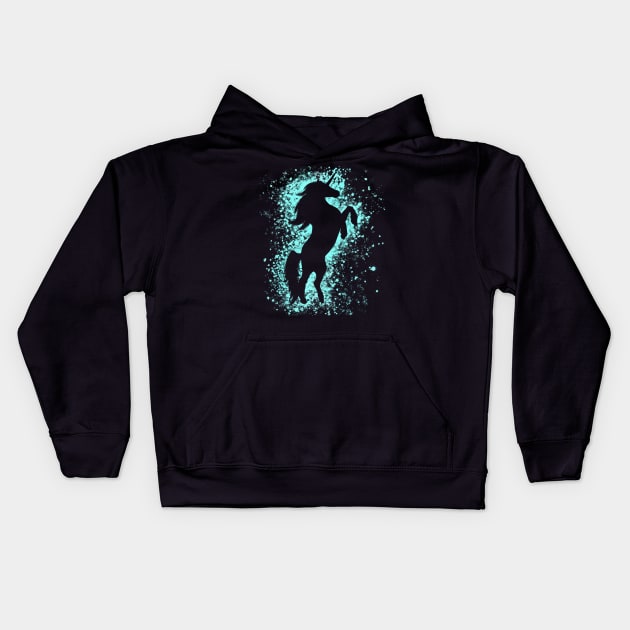 Magical Blue Unicorn Kids Hoodie by Lady Lilac